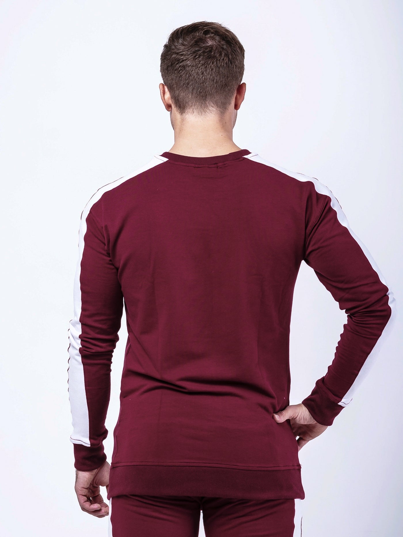 Fitted Side Panel Sweatshirt Rødbrun og sort